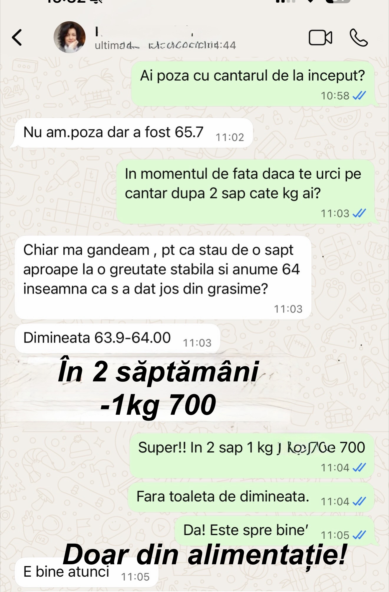 Testimonial −1kg 700 în 2 săptămâni