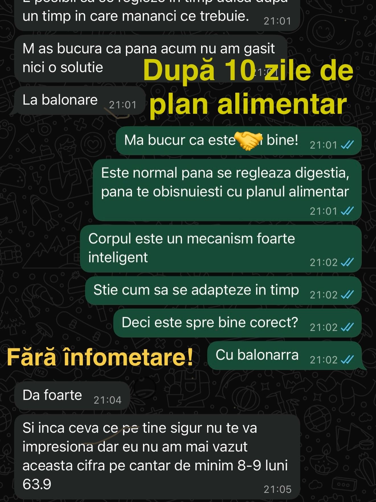 Testimonial după 10 zile de plan alimentar